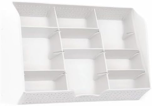 Simple Houseware Drawer Organizer Tray, 9 Adjustable Compartments, White | For Office, Makeup, and Craft Drawer or Desktop Storage