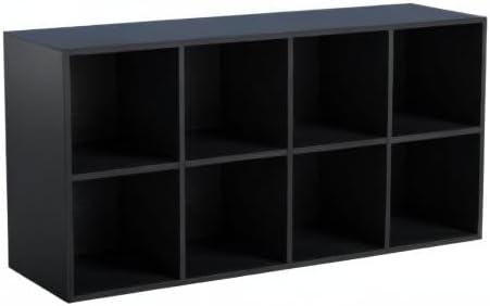 OSCHF 8-Cube Storage Shelf Bookcase, Black | Wooden 4-Tier Open Bookshelf, Fits 11×11" Bins, Vertical or Horizontal Use, Full Back Panels, For Home Office