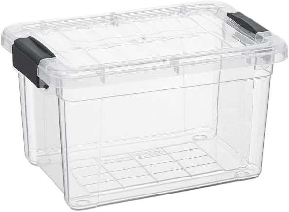 Superio Mini Storage Container Plastic Crayon Box Art Supplies and Sewing Case Stackable Clear Small Organizer for Beads, Stationery, Chalk, and Food, 1.4 Quart