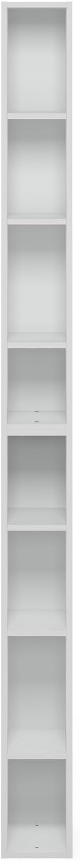 Furinno Fulda Book Shelf, 8-Tier Bookshelf, Bookcase with Space Saving Storage Shelf, 9.2 x 5.9 x 70.9, for Living Room, Bedroom, Home Office, White