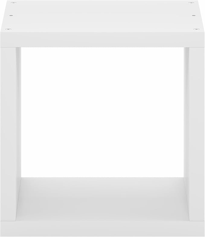 Furinno Cubicle Book Shelf, Stackable Bookshelf, Cube Storage Organizer Bookcase with Open Back, Extra Thick, 15.8" x 15.8" x 14.6", for Living Room, Bedroom, Home Office, White