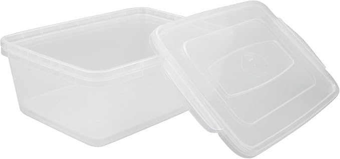 16 Quart Clear Storage Bin, Plastic Tubs with Lids Storage, 2-Pack | Full Transparent Container, Stackable, Durable Box, Food Container, Organizer Bin, Shoe Box, Proofing Container