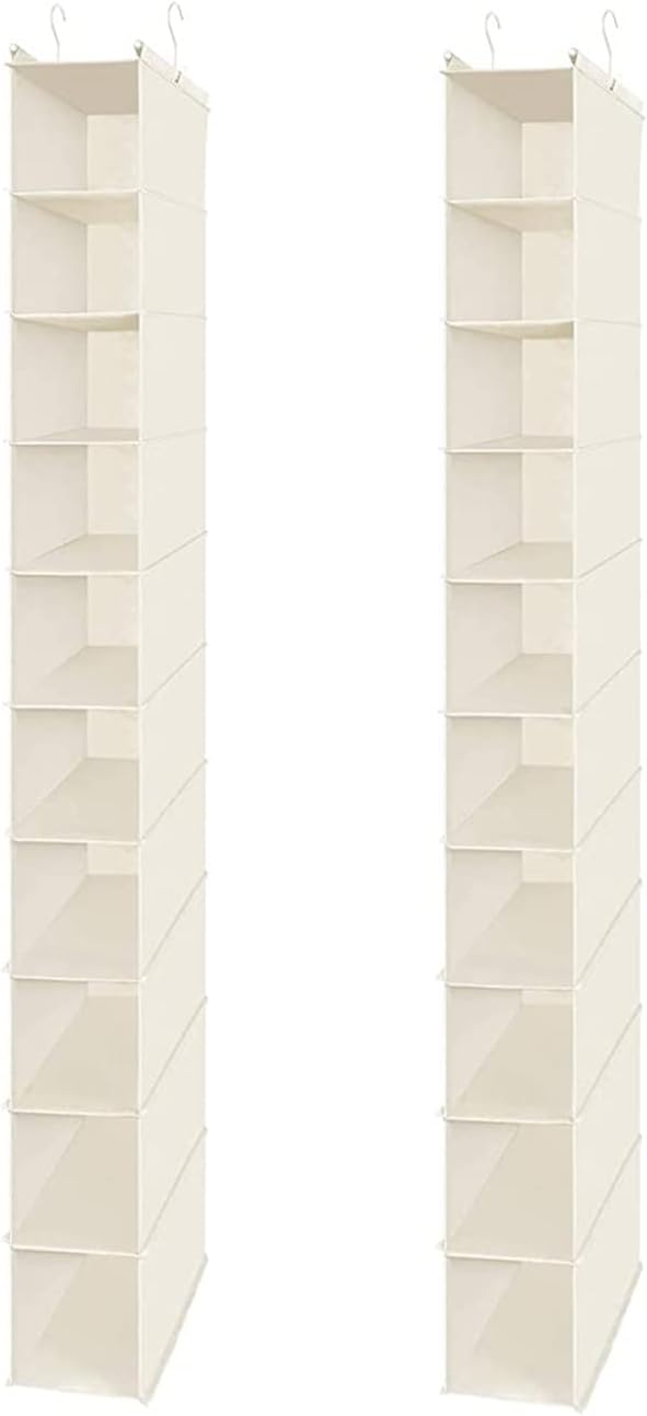MAX Houser 2 Pack 10 Tier Foldable Hanging Shoe Organizer, Hanging Shoe Storage Shelf, Beige