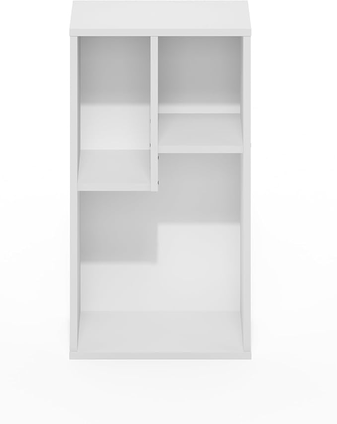Furinno DALY Book Shelf, 3-Cube Bookshelf, Cube Storage Organizer Bookcase with Irregular Compartments, 9.4 x 11.7 x 21.3, for Living Room, Bedroom, Home Office, White