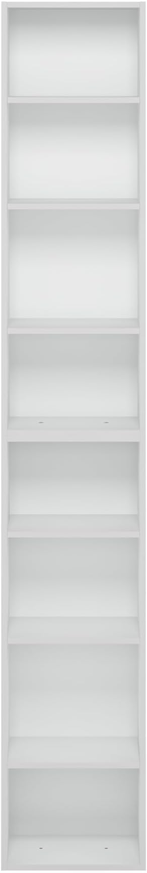 Furinno PASIR Book Shelf, 8-Tier Bookshelf, Bookcase with Open Shelf, 9.3 x 11.8 x 70.9, for Living Room, Bedroom, Home Office, White