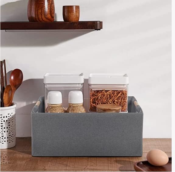 Storage Bin for Shelves Rectangle Closet Baskets Foldable Box with Handles, Gray Storage Bins, Storage Boxes for Home Office Car Dormroom