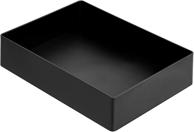 Amazon Basics Rectangular Plastic Desk Organizer Bundle, 3 Pieces with Half Accessory Tray, Small, Black