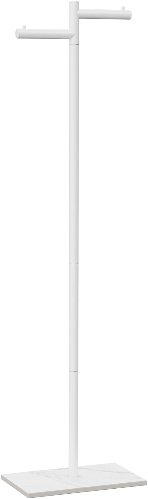 Z-Shaped Metal Clothing Racks,Freestanding Coat Tree,68.9in,White | Coat Racks with Strong Load-Bearing Capacity, Clothes Hanger Stand with Natural Rock Base, Suitable for Outerwear,Handbags