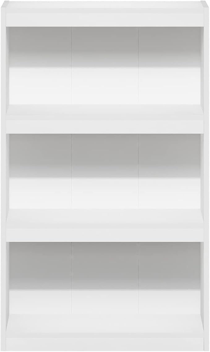 Furinno Jaya Enhanced Home Bookcase 3-Tier Adjustable Bookshelf, White