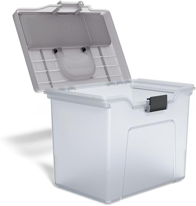 STAPLES File Box File Portable Tote, Letter Size, Clear, 4/Carton