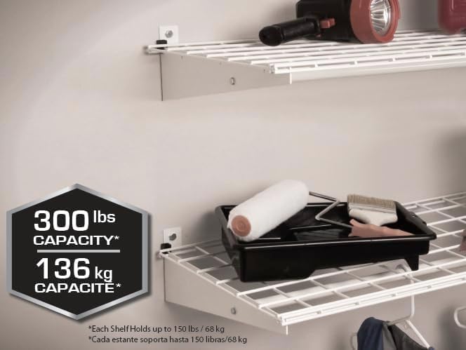 HyLoft 2-Pack Heavy Duty Steel Wall Garage Shelving, 36 in. x 18 in. Adjustable, Includes Hanging Rod, Max Shelf Load 200 Pounds, Item 777, White Powder Coated Finish