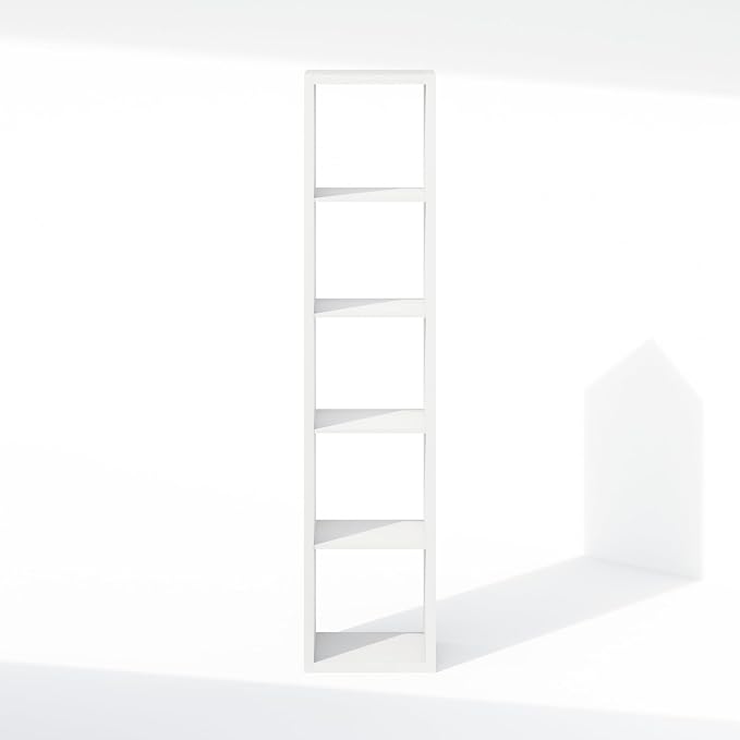 Furinno Cubic Extra Thick 5-Cube Closet Organizers and Storage, White | 14.6 x 16 x 72 in, Open Shelf Closet Storage, Closet Organizer, for Wardrobe, Bedroom, Living Room