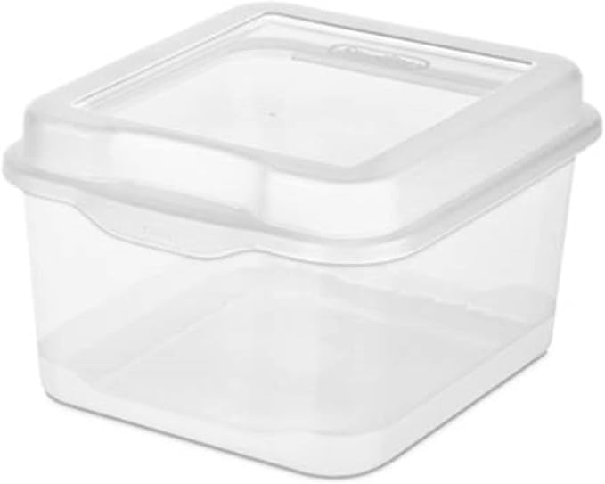 Sterilite FlipTop, Stackable Small Storage Bin with Hinging Lid, Plastic Container to Organize Desk at Home, Classroom, Office, Clear, (Pack of 12) | Bin with Hinged Lid, Stackable Multipurpose Organizer for Art & Craft Supplies, Accessories, Photos & ...