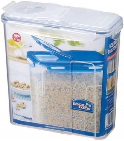 LOCK & LOCK Easy Essentials Food lids (flip-top) / Pantry Storage/Airtight containers, BPA Free, top-16.5 Cup-for Cereal, Clear
