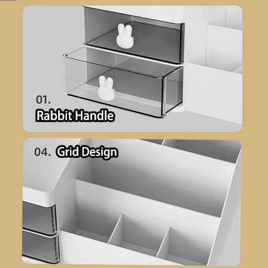 Makeup Organizer with Drawers, Cosmetic Storage for Dresser Vanity and Bathroom Countertop, for Kids Family, Toothpaste Holder for Bathroom Vanity Organizer Storage (White)