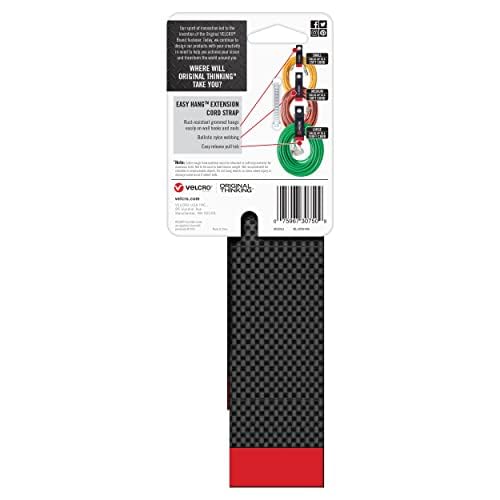 VELCRO Brand Easy Hang Extension Cord Holder Organizer Variety Pack | Holds 60-100lbs, Heavy Duty Straps Fit Easily on Hooks or Nails | Perfect for Garage Organization | 3-pk 10", 14" and 18", Black