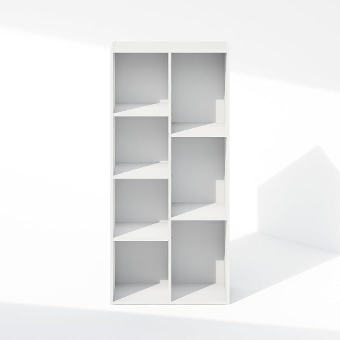 Furinno Reed Closet Organizers and Storage, 7-Cube Closet Organizer, Open Shelf Closet Storage, for Wardrobe, Bedroom, Living Room, White