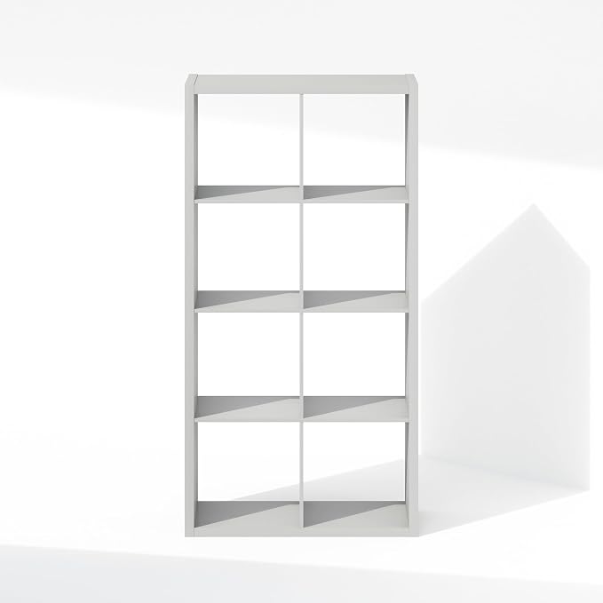 Furinno Cubic Extra Thick 8-Cube Closet Organizers and Storage, Light Grey | 14.6 x 30 x 58 in, Open Shelf Closet Storage, Closet Organizer, for Wardrobe, Bedroom, Living Room