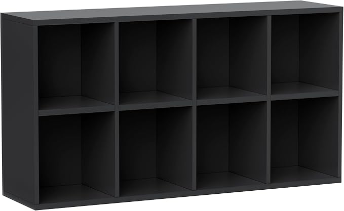 YESHOMY 8 Black Cube Bookcase, Open Frame 2-Tier Book Shelf, Bookshelf Storage Organizer with Adjustable Shelves for Organization, Room Decor