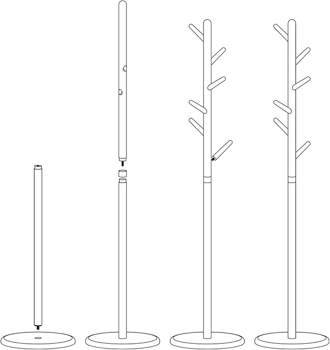 Solid Wood Coat Rack Freestanding 6 Hooks for Entryway Bedroom | Wooden Coat Tree Freestanding For Hats, Handbags, Entryway, Bedroom, Hallway, Gift for Men & Women