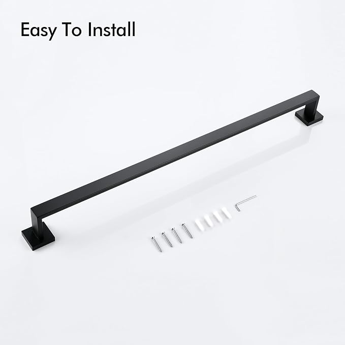BANOLUX Towel Rack, 32-Inch Single Towel Bars for Bathroom, Towel Racks for Bathroom Wall Mounted SUS304 Stainless Steel Hand Towel Holder Organize Heavy Duty, Matte Black Towel Bar