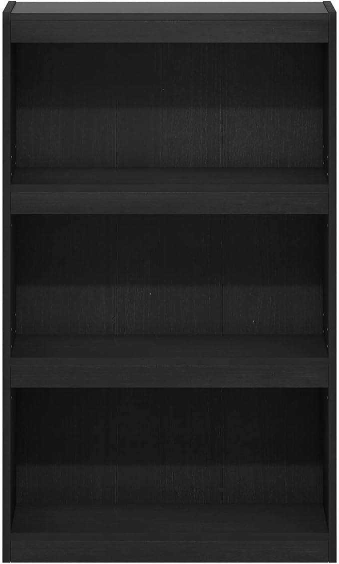 Furinno Jaya Book Shelf, 3-Tier Modern Bookshelf with Adjustable Shelf, Bookcase with Open Shelf, 9.5 x 24.5 x 40.3, for Organization and Storage, for Living Room, Bedroom, Home Office, Darkwood