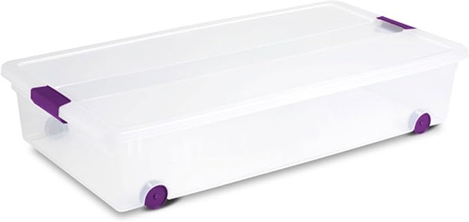Sterilite 16-Pack 60 Quart ClearView Latch Box, Wheeled Underbed Organizer Bins with Latching Lids - Clear Plastic Organization Containers for Closet, Bedroom, Shelving Units and Everyday Home Storage