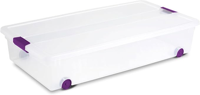 Sterilite 8-Pack 60 Quart ClearView Latch Box, Wheeled Underbed Organizer Bins with Latching Lids - Clear Plastic Organization Containers for Closet, Bedroom, Shelving Units and Everyday Home Storage