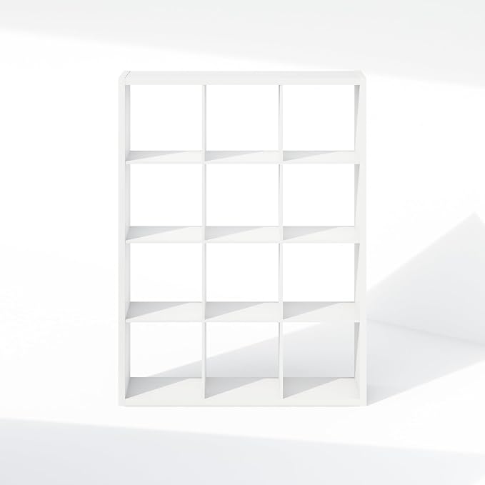 Furinno Cubic Extra Thick 12-Cube Closet Organizers and Storage, White | 14.6 x 44 x 58 in, Open Shelf Closet Storage, Closet Organizer, for Wardrobe, Bedroom, Living Room