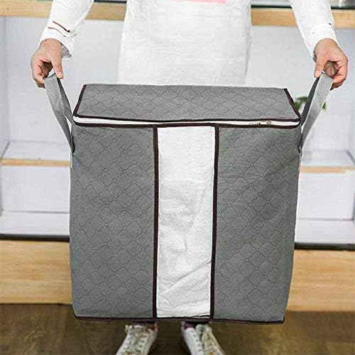 Foldable Large Storage Bags 2 Pack, Clothes Quilt Blanket Pillow Bedding | 18x11x17 inch size, clear window, sturdy handles, holds comforter Under Bed Organizer