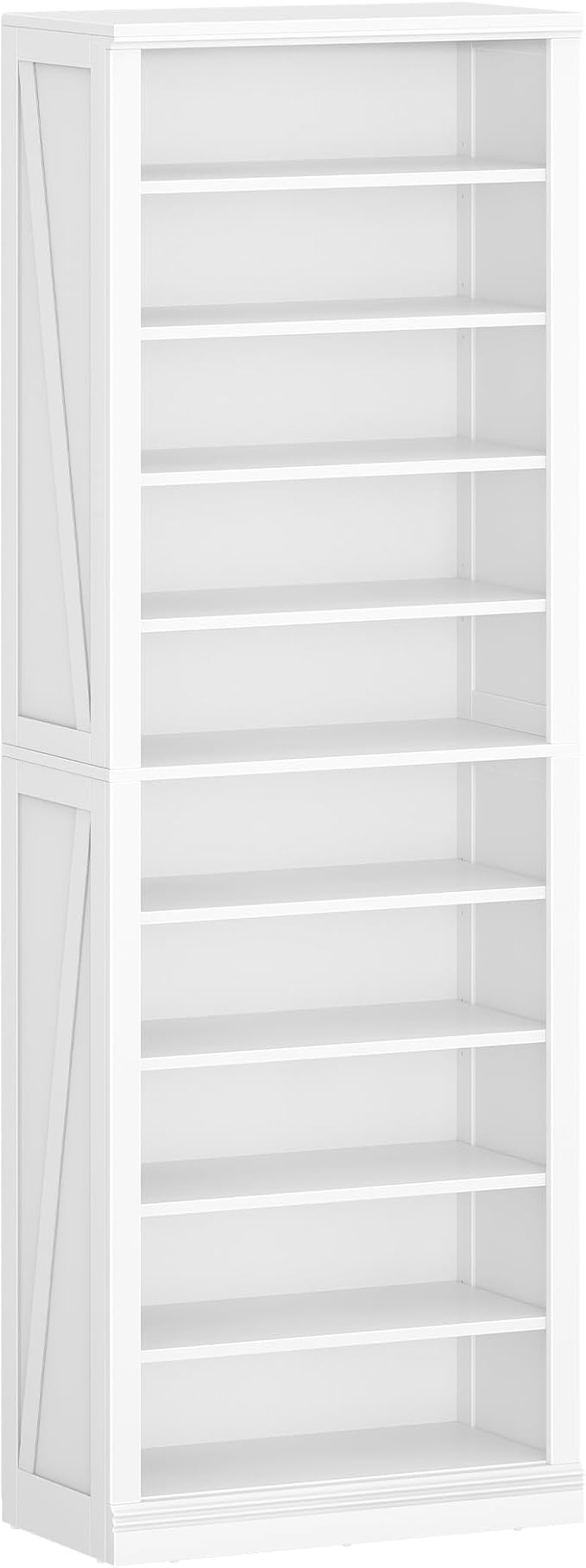 Hzuaneri Shoe Storage Cabinet,10 Tiers Farmhouse Tall Shoe Cubby Organizer | Freestanding Shoe Cabinets, Wooden Shoes Rack with Cubby, 27-30 Pairs, for Entryway, Living Room, White SR52603X