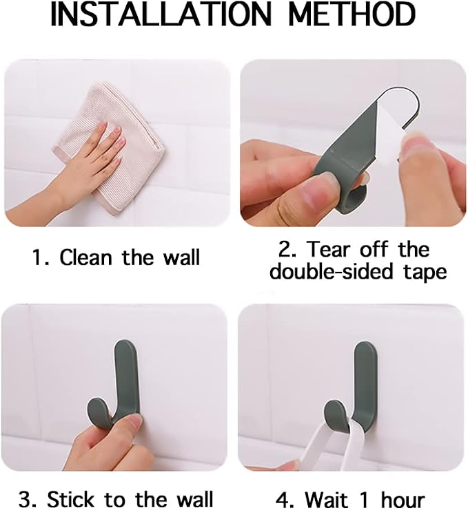 Ducige 12 Pack Adhesive Hooks Utility Wall Hooks Key Hooks for Wall Decorative Key Holder Rack Self Adhesive Wall Hooks for Towels, Hats, Shower, Kitchen, Living Room, Office