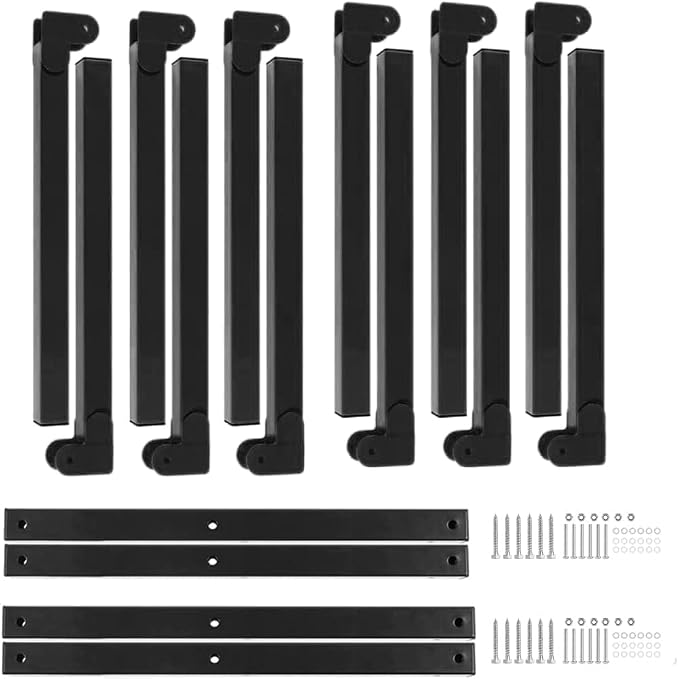 Wall Mount Wood Organizer and Lumber Storage Metal Rack for Shed, Workshop, Garage with 3-Level (Black-4 Pack)