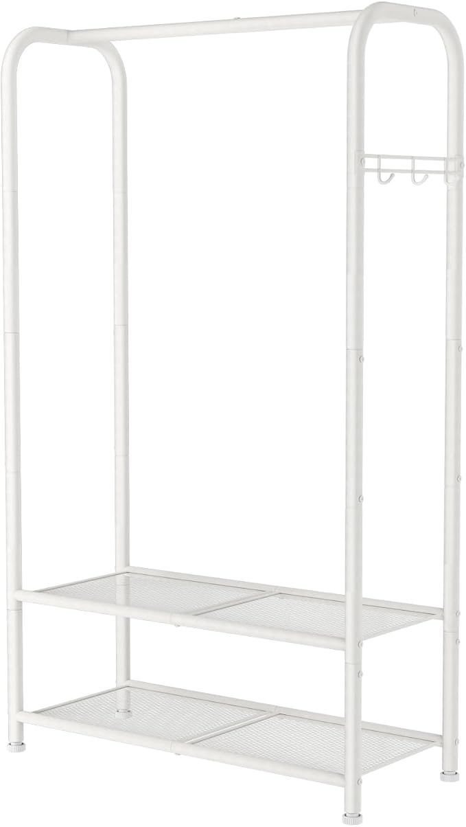 SINGAYE Wardrobe Standing Closet Clothing Rack With Shelf Hanging Clothes | Wardrobe Open Compact Small Metal Garment Hanger Stand Alone Free Standing Black Closet Rack Storage Organizer Heavy Duty