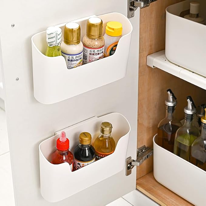 2 Pack Wall Mount Folder Holder File Organizer, Cabinet Door Organizer No Drilling File Holder Hanging File Mail Organizer Magazine Storage for Office Kitchen Bathroom Bedroom Garage