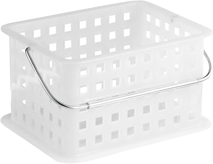iDesign Small Shower Caddy, Clear Frost | With Handle, Portable, For Dorm or Bathroom