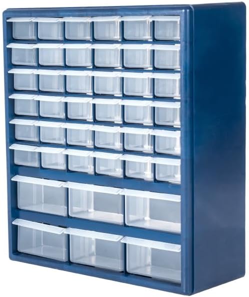 Plastic Storage Drawers – 42 Compartment Organizer – Desktop or Wall Mount Container for Hardware, Parts, Crafts, Beads, or Tools by Stalwart, 10 Targets