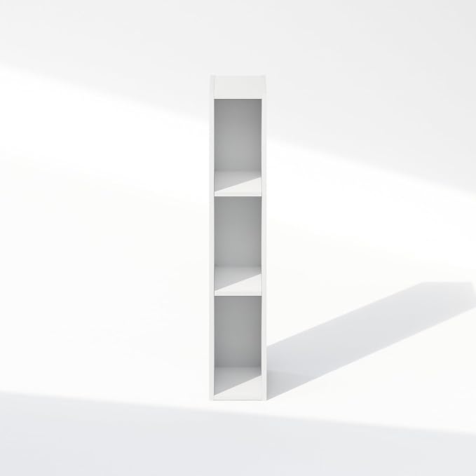 Furinno Reed 3-Tier Closet Organizers and Storage, Closet Organizer, Open Shelf Closet Storage, for Wardrobe, Bedroom, Living Room, 6-Inch Width, White