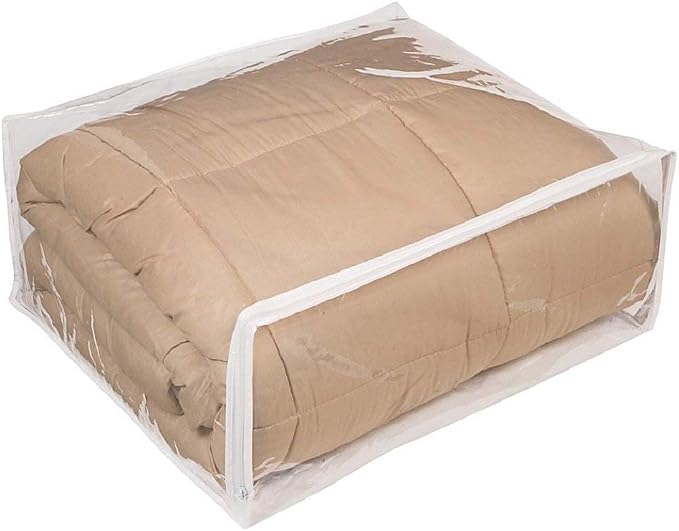 Set of 5 Clear Vinyl Zippered Storage Bags 22 x 18 x 7.5 Inch With Handle