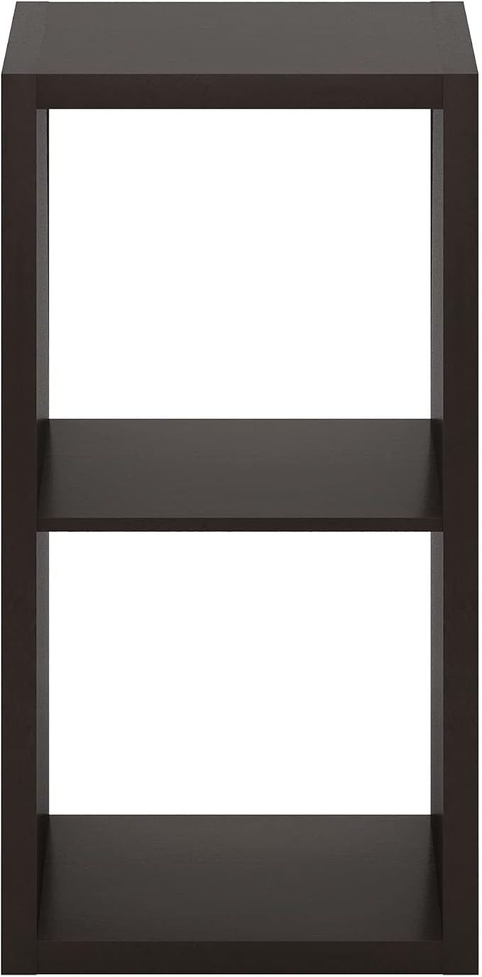 Furinno CUBICLE 2-Cube Book Shelf, Extra Thick Frame Bookshelf, Dark Oak | 14.6" x 16" x 30", Horizontally & Vertically Reversible Bookcase with Open Back, for Living Room, Bedroom, Home Office