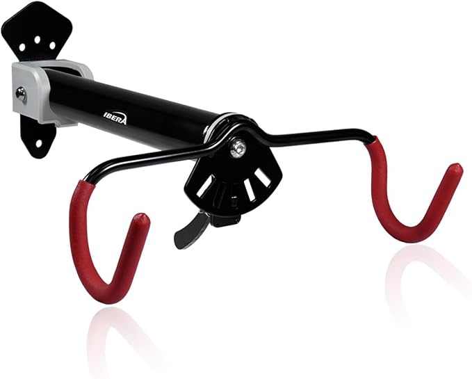 Ibera Bike Wall Mount - Adjustable Frame Holder & Soft Rubber Cradles - Garage Bike Rack for Road, MTB, Kids, Hybrid Bikes - Easy Installation & Space-Saving Design