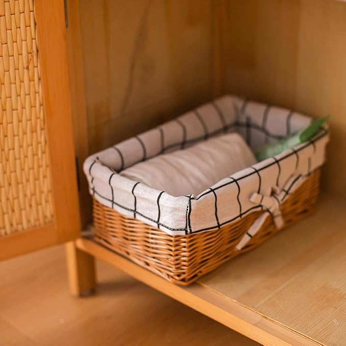 Wicker Storage Basket, Rectangular Storage Basket,Natural and Decorative, Arts and Crafts. (Natural)