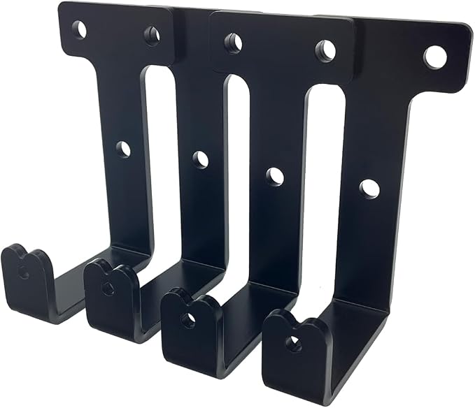 4 PCS black heavy duty metal flat j hooks for hanging 260 lbs,wall mount hooks,plant hanger large steel utility masonry industrial hook for Hanging Garage Storage Home Office Gym Sports Equipment(L)