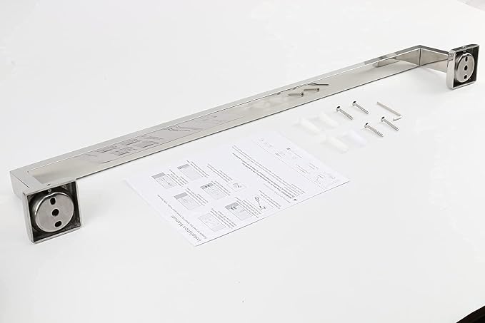TocTen Bath Towel Rack - Square Base Thicken SUS304 Stainless Steel Towel Bar for Bathroom, Bathroom Accessories Towel Rod Heavy Duty Wall Mounted Towel Holder. (Chrome, 33)