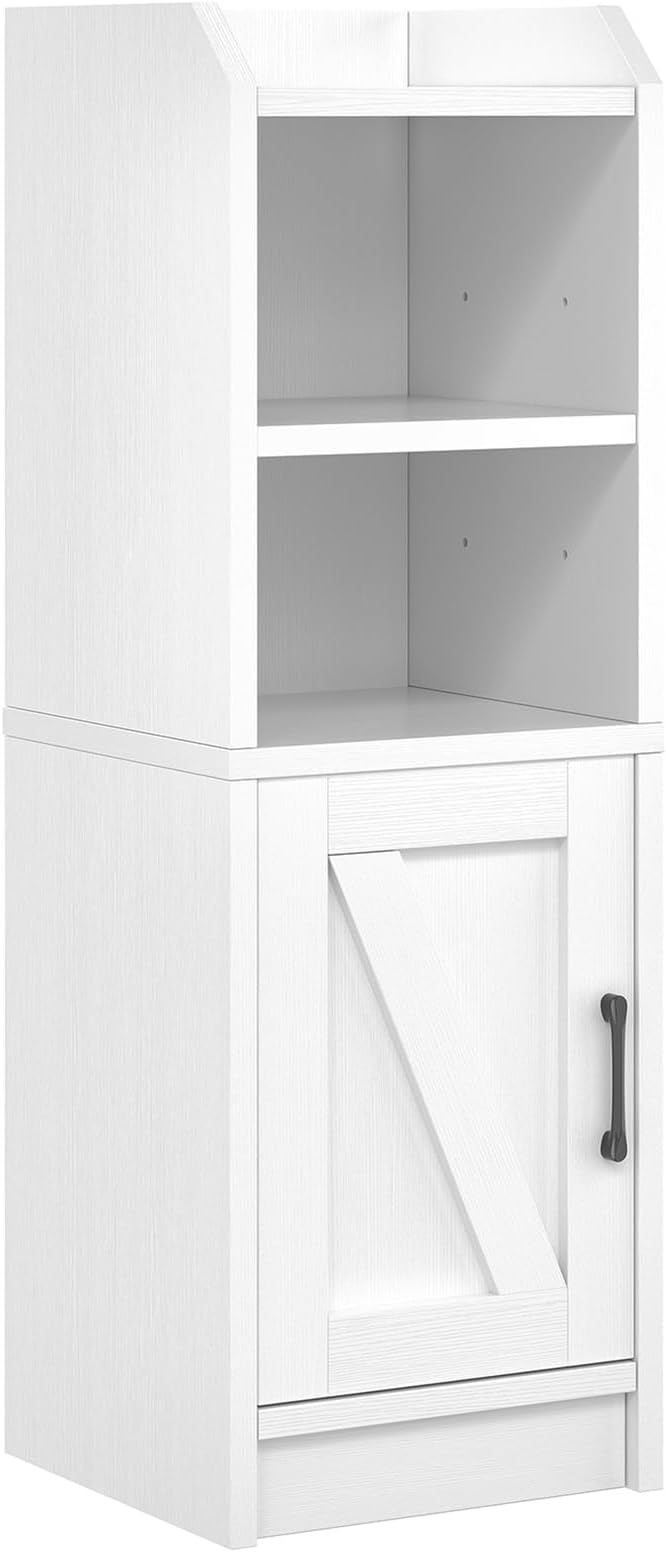 Narrow Bathroom Storage Cabinet with Door & Adjustable Shelf, 9.8" W Slim Storage Cabinet for Small Spaces, Skinny Toilet Paper Cabinet, 9.8" W × 7.9" D × 29.5" H, White