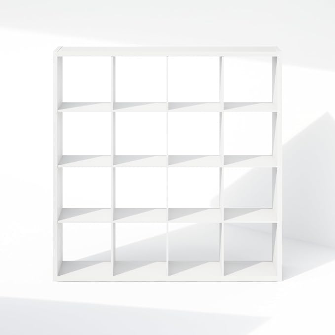 Furinno Cubic Extra Thick 16-Cube Closet Organizers and Storage, White | 14.6 x 58 x 58 in, Open Shelf Closet Storage, Closet Organizer, for Wardrobe, Bedroom, Living Room