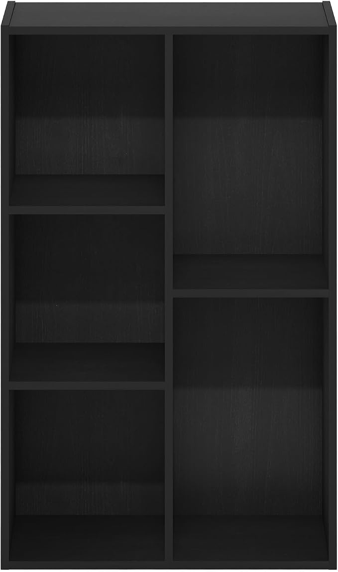Furinno LUDER Book Shelf, 5-Cube Bookshelf, Reversible Bookcase, 9.4 x 19.5 x 31.5, Easy Assembly, for Living Room, Bedroom, Home Office, Blackwood