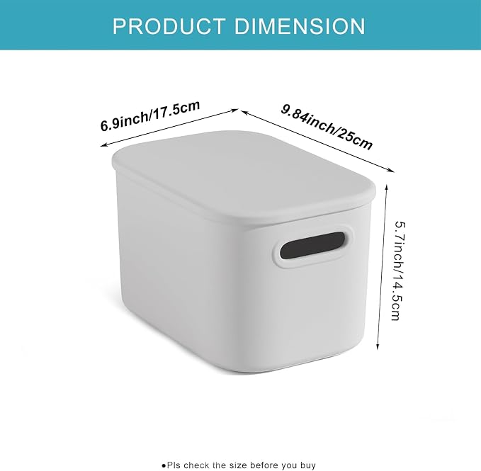 8 Pack White Storage Bins with Lids for Shelves, White Storage Containers with Lids for Organizing, Storage Box with Handle, Stackable White Plastic Bin for Classroom, Craft, Snacks