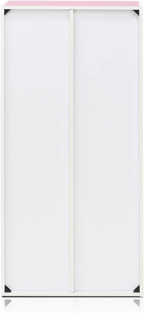 Furinno LUDER Book Shelf, 7-Cube Bookshelf, Bookcase with Open Shelves, 9.4 x 19.5 x 41.7, Easy Assembly, for Living Room, Bedroom, Home Office, White/Pink