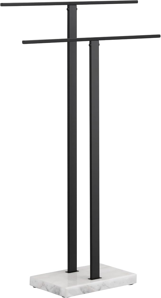 KES Standing Towel Rack, 2-Tier Towel Racks for Bathroom Freestanding with Marble Base, Upgrade Steady Design, SUS304 Stainless Steel Matte Black, BTH217-BK